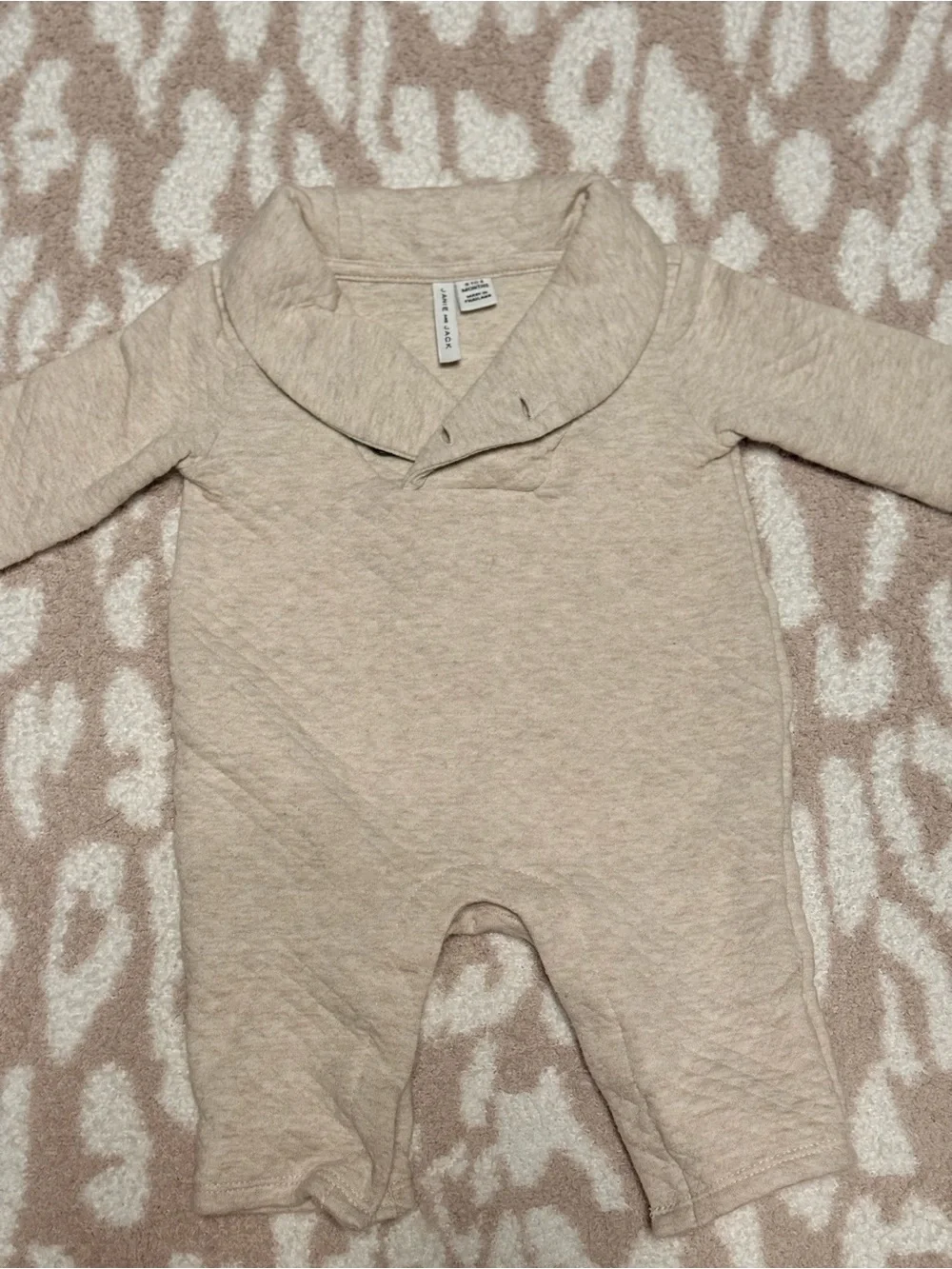 Janie and Jack 0-3m Baby Cream Quilted One-Piece Romper